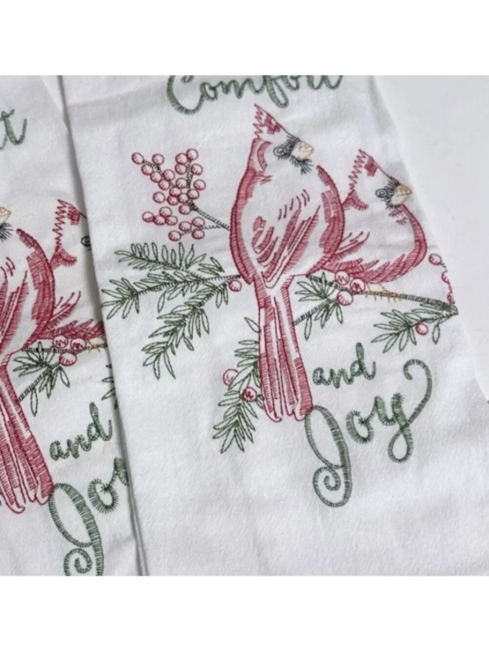 NEW Robert Stanley Home Collection Set of 2 Dish Tea Towels Embroidery Cardinals